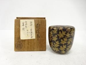 遠山哲山造　漆塗り蒔絵　利休棗